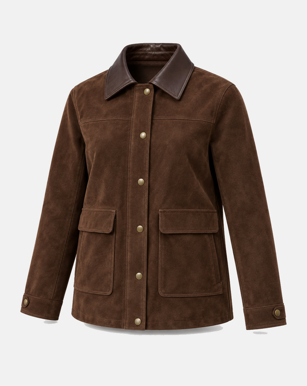 Women’s Chocolate Brown Suede Chore Jacket