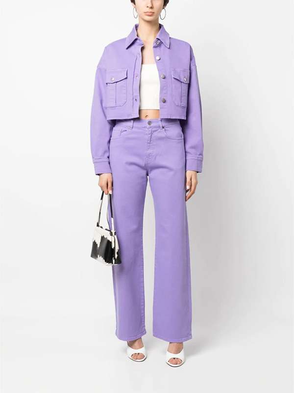 Purple Cropped Cotton Jacket