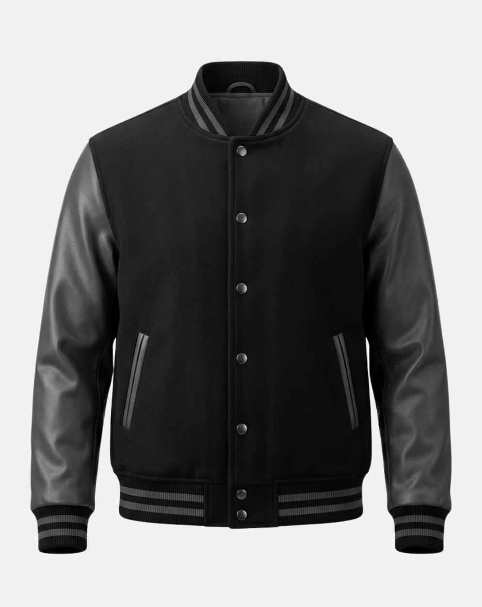 All-Black Varsity Jacket - front view
