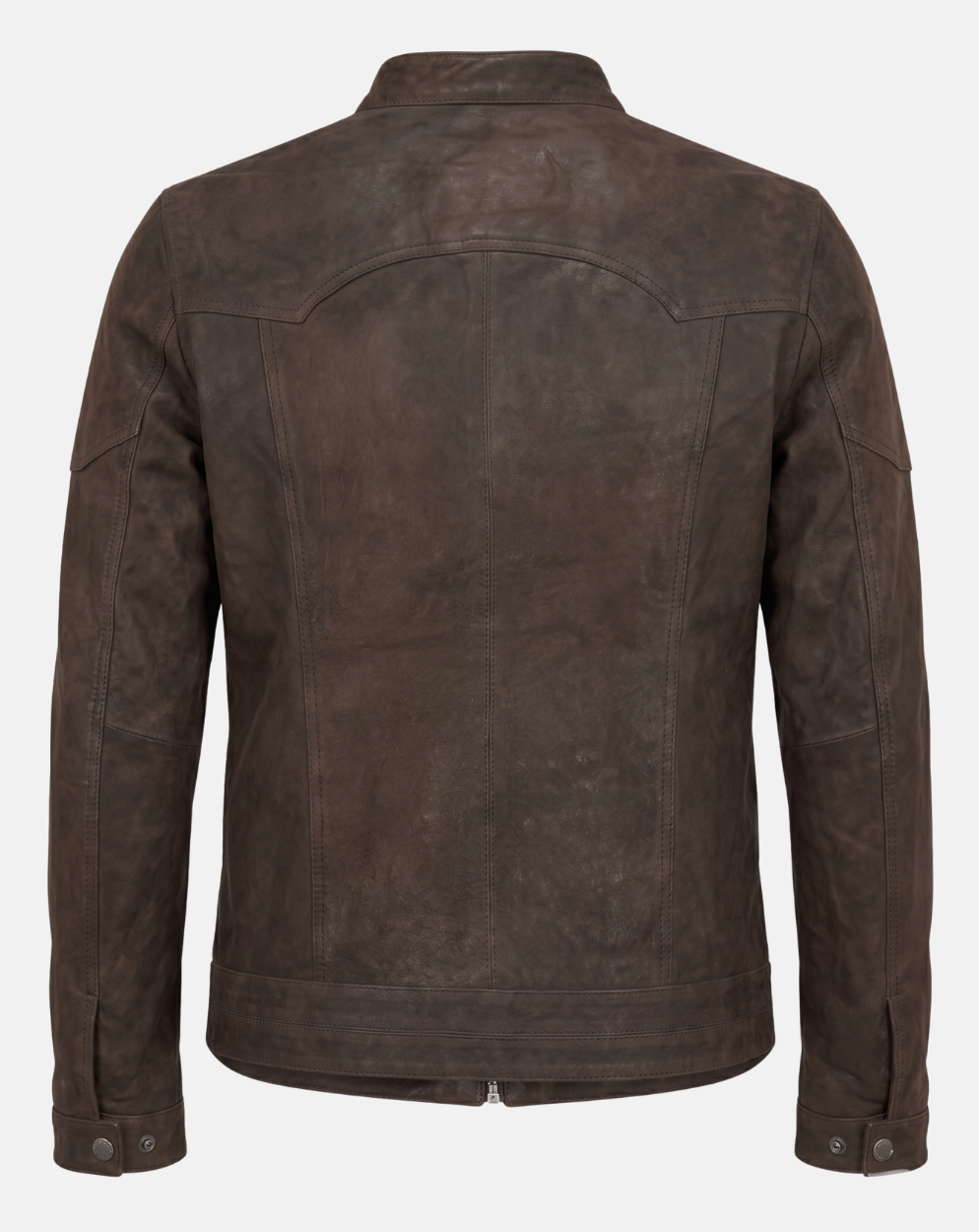 Brown Suede-Style Cafe Racer Jacket - back view
