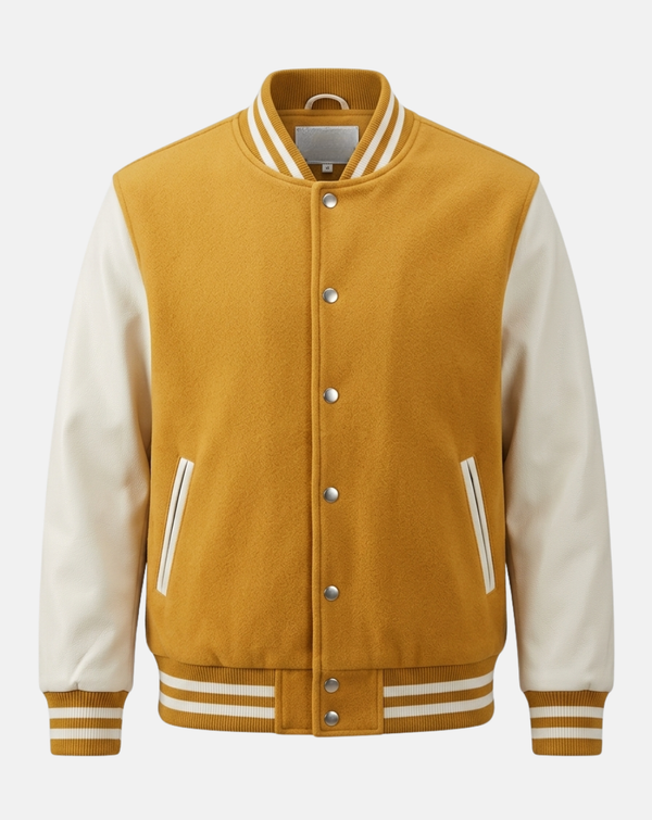 Mustard Yellow and White Varsity Jacket