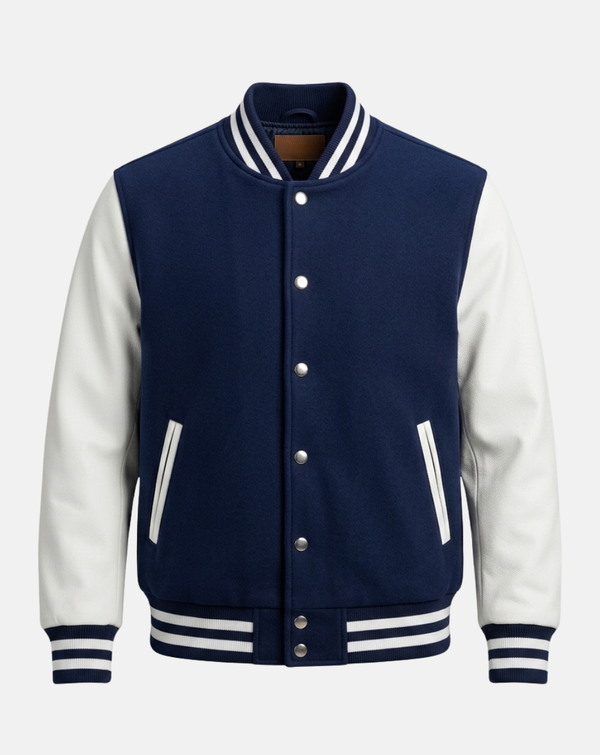Navy and White Varsity Jacket