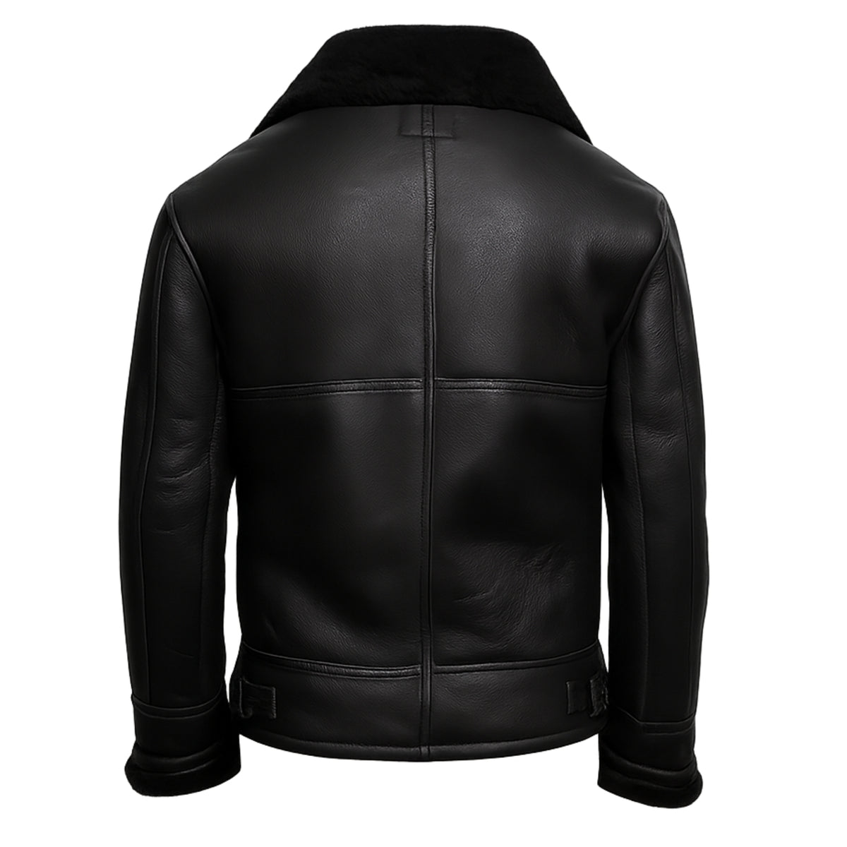 Men’s Black B3 Bomber Jacket: Real Sheepskin Leather Aviator with Faux Shearling