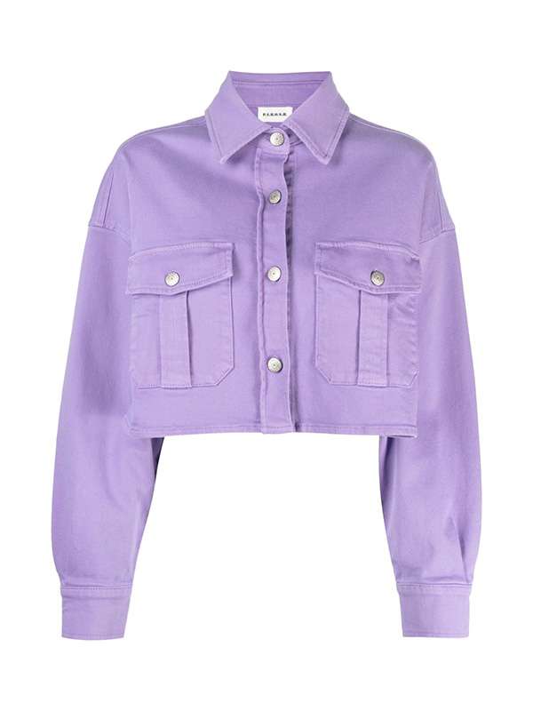 Purple Cropped Cotton Jacket