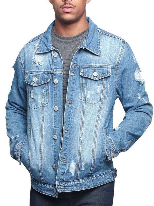 Men's Ripped Tiger Denim Jacket