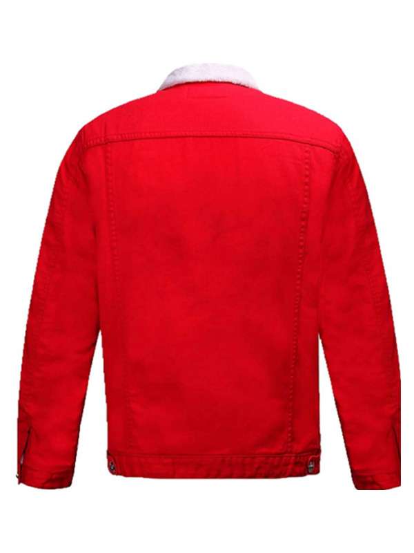 Christmas Denim Red Trucker Jacket