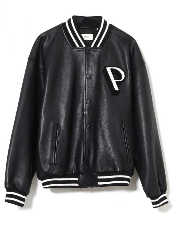 Black Leather College Jacket