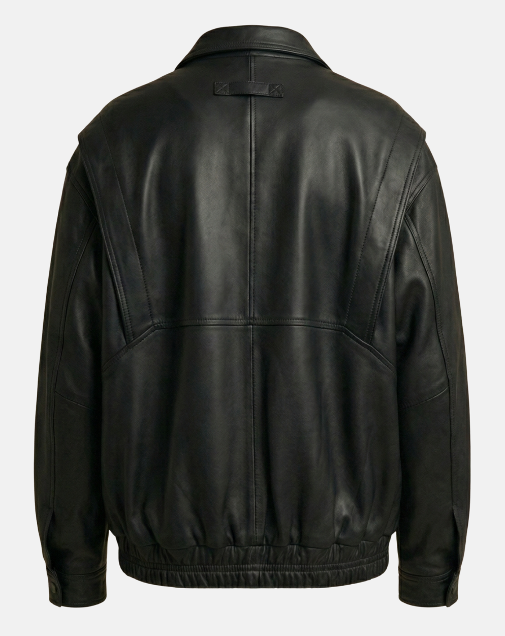 Black Patch-Pocket Leather-Look Jacket - back view