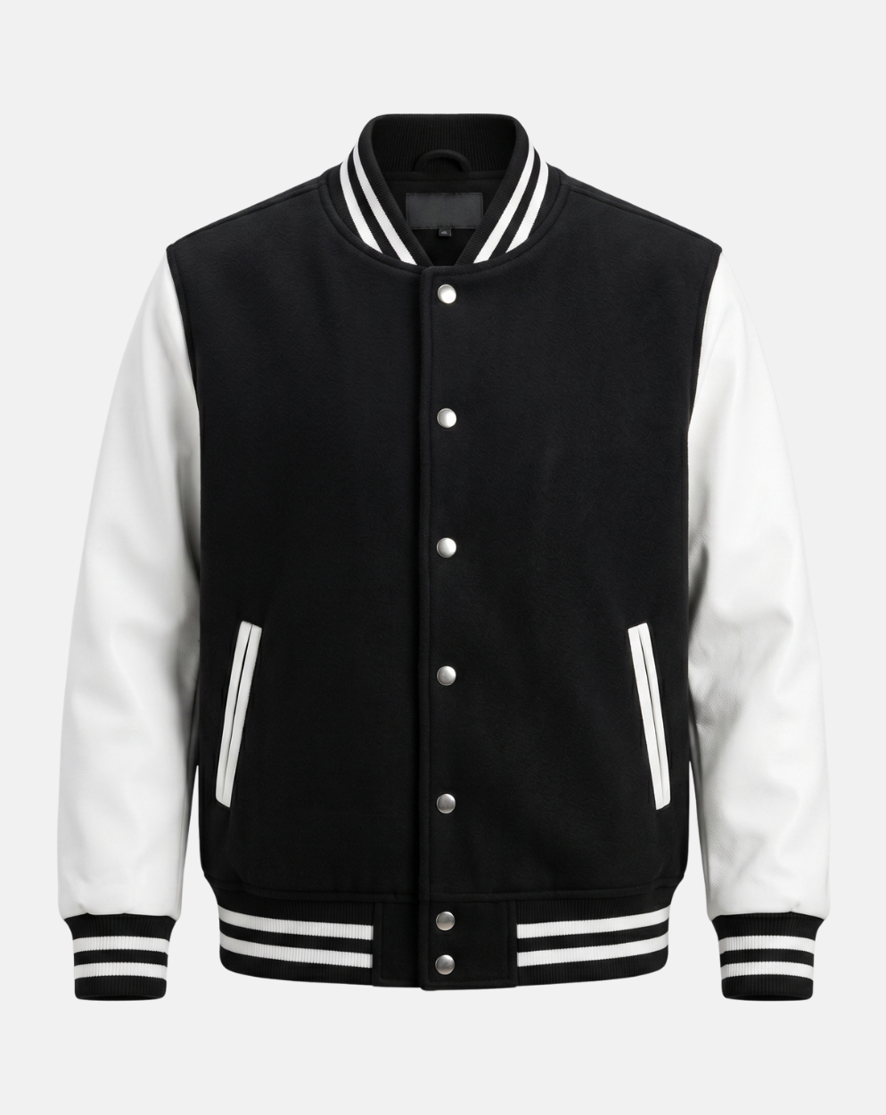 Black and White Varsity Jacket - front view