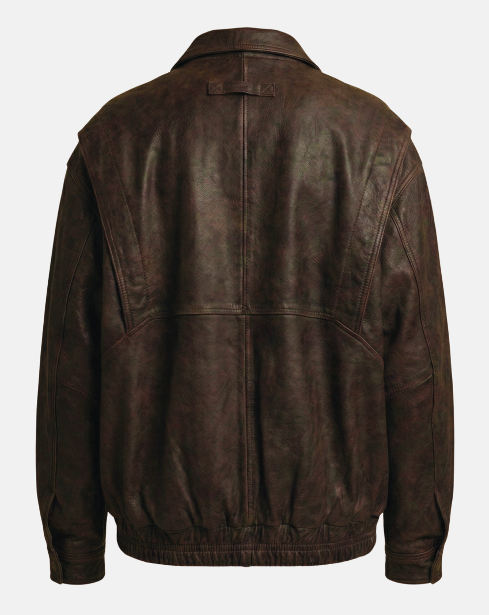 Dark Brown Patch-Pocket Leather-Look Jacket - back view