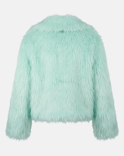 Mint Green Fur-Textured Jacket - back view
