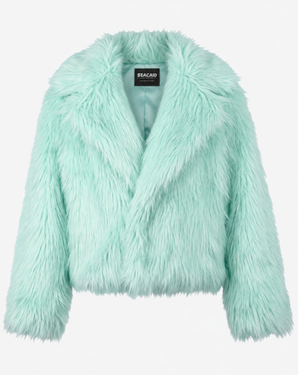 Mint Green Fur-Textured Jacket - front view