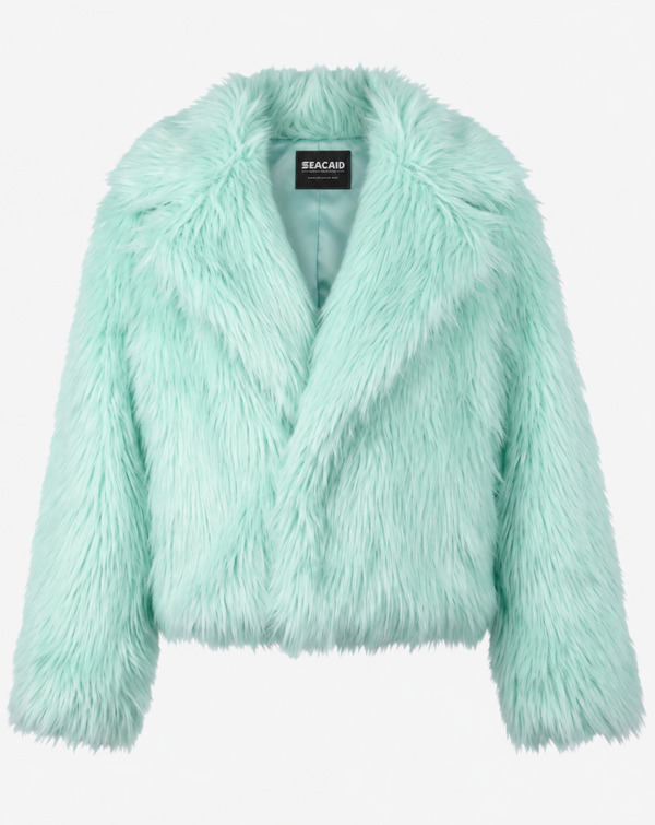 Mint Green Fur-Textured Jacket