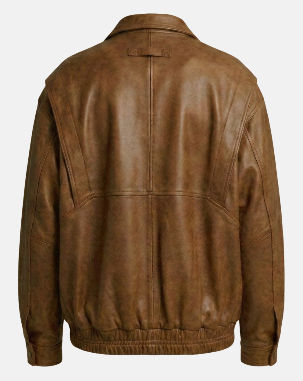 Tan Brown Patch-Pocket Leather-Look Jacket - back view
