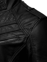 Men's Cafe Racer Leather Motorcycle Jacket - Image 3