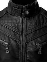 Men's Cafe Racer Leather Motorcycle Jacket - Image 4