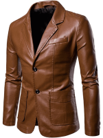 Men Business Brown Leather Blazer