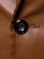Men Business Brown Leather Blazer - Image 2
