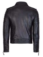 Men Black Diamond Leather Jacket - Image 2