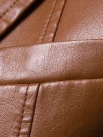 Men Business Brown Leather Blazer - Image 3